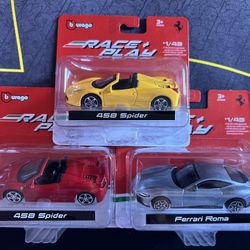 Bburago Race + Play Ferrari Set of 3 Toy Cars
