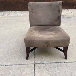 Crate and barrel armless accent slipper chair/ taupe ultra suede mid century modern style (read ⤵️