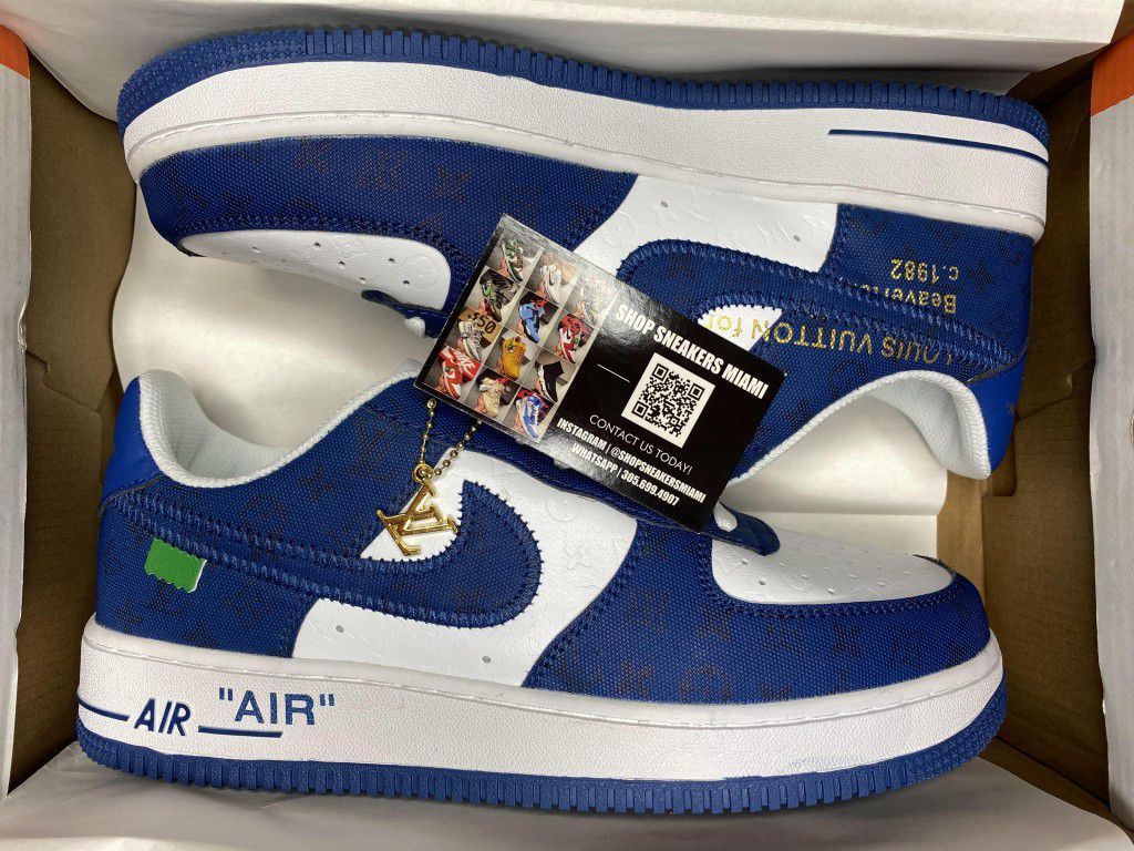 LOUIS VUITTON NIKE AIR FORCE 1 LOW WHITE ROYAL BLUE BLACK NEW SNEAKERS  SHOES SIZE 7 8 8.5 9 9.5 10 11 A4 for Sale in Miami, FL - OfferUp