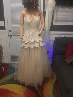 Strapless Lace and Tulle Ball Gown with Tulip Bodice