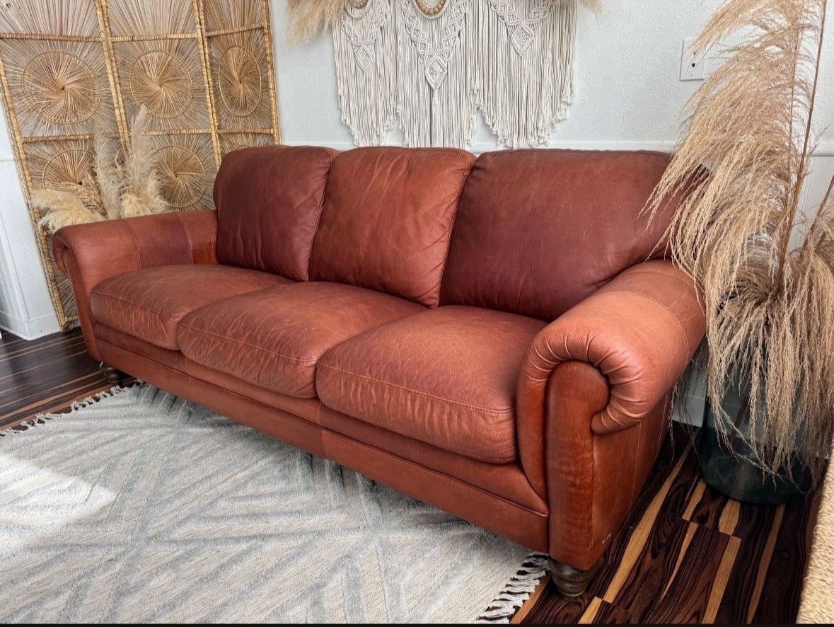 Natuzzi Brown Leather Couch