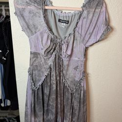 Urban Outfitters Gray Purple Mini Babydoll Medium Dress 
