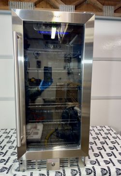 Costway 15"' Wine Beverage Cooler Refrigerator 30-Bottle Freestanding Built-in Fridge