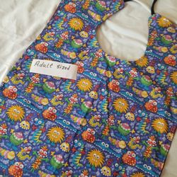 Adult Size Bib Crazy Sea Creatures On Dark Red