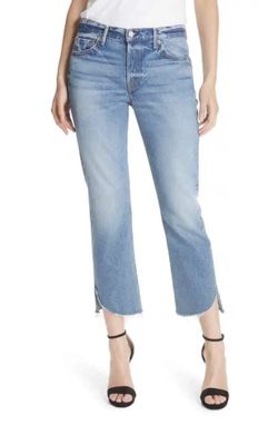NWT Grlfrnd Denim Women's Tatum Curved Step Hem Jeans in Turn Blue Size 24 25 26 $228