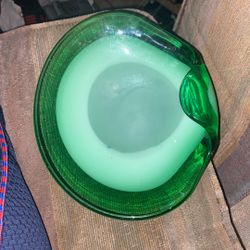 Hand Blown Green Bowl 1970s Era 