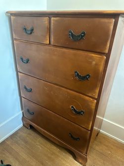 Solid Wood Vintage Highboy Dresser – Warm Honey Finish