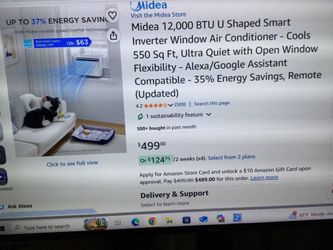 MIDEA 12,000 BTU U SHAPE SMART INVERTER WINDOW AIR CONDITIONER - COOKS 550 SQ FT, ULTRA QUIET WITH OPEN WINDOW FLEXIBILITY - ALEXA/GOOGLE