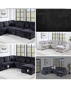 $650. 4Piece Convertible Sectional  Sleeper Sofa ,Chaise Storage ,Sofa Storage & USB Ports