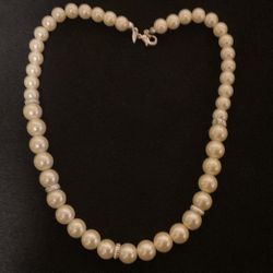 15” Pearl Necklace With Silver Accents…By NWT