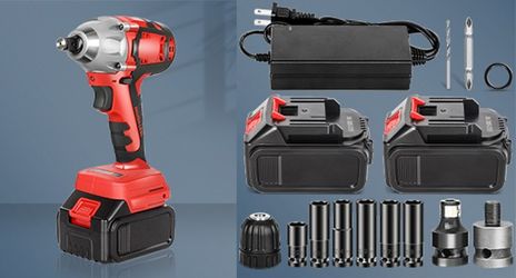 CORDLESS IMPACT WRENCH 1/2 INCH WITH 2 BATTERIES 