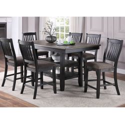 7 Piece Counter Height Dining Set With Storage Shelves Brand New In Box Firm Price $740 Financing Available 