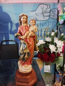 Virgen Maria Tallado En Madera $30