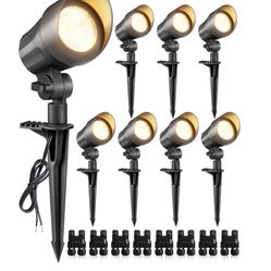 SUNVIE Luces LED de paisaje de 6 W, iluminación de paisaje de bajo voltaje con conectores, focos de paisaje blanco cálido para exteriores, 12-24 V, im
