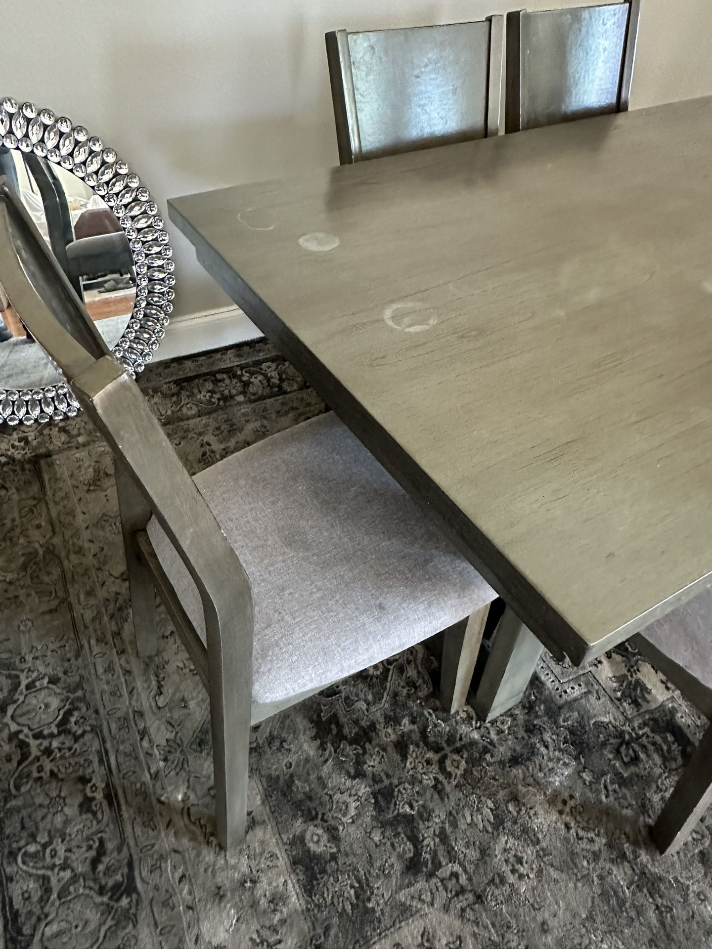 Dining table with six chairs