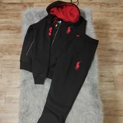 Black Polo Hoodie Set