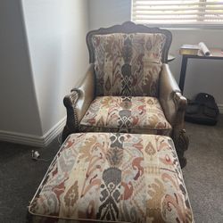 Household Furniture  Chair/Ottoman Leather Loveseat And Two Large Armoires 