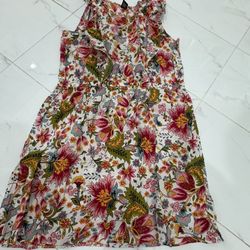 City Streets Floral Cotton Dress - Pink and Yellow