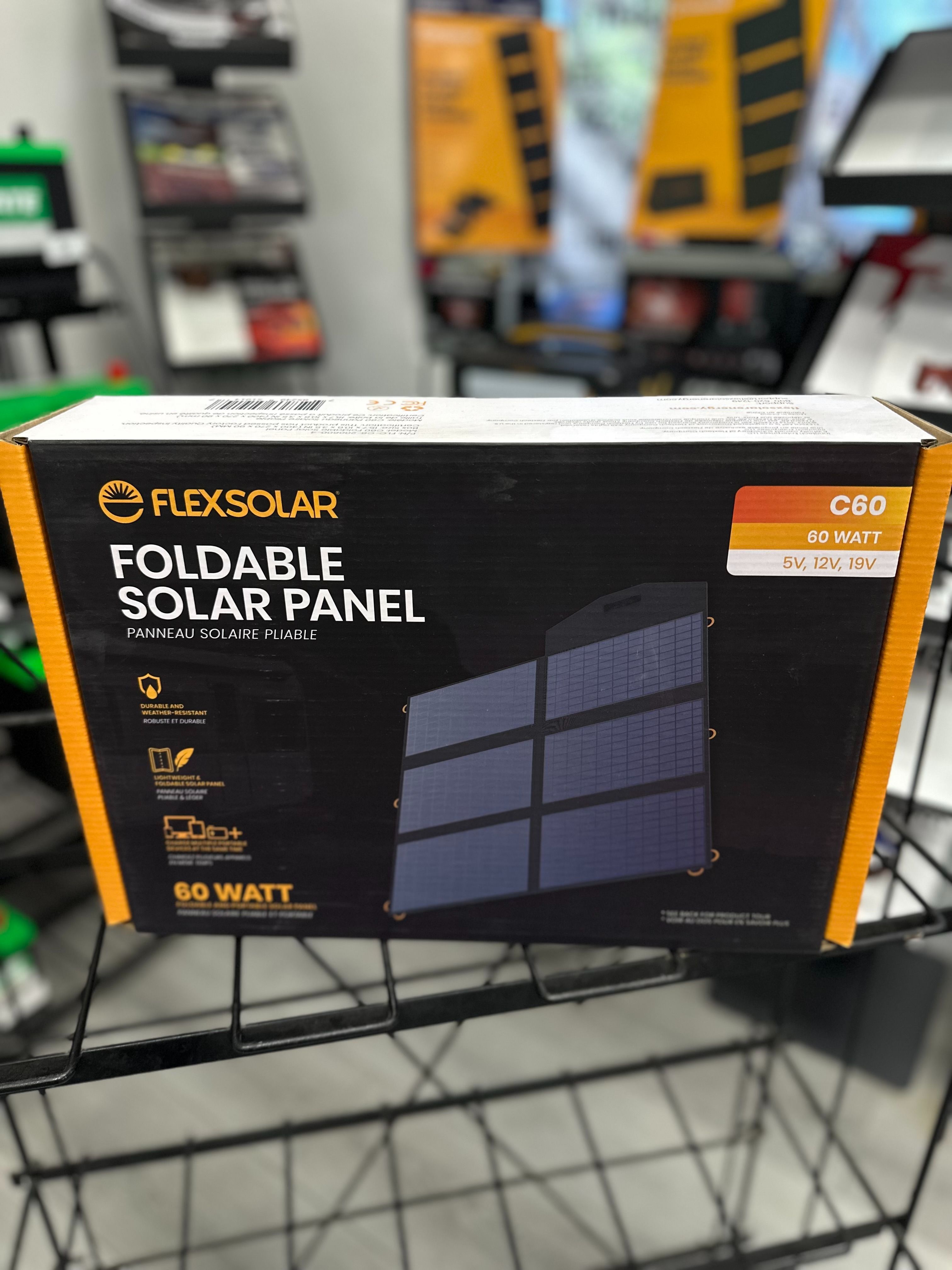 60W Foldable Solar Panel with Integrated QC 3.0 USB port, Type-C PD 60W port, and 20-28V DC 60W port