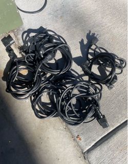 Lot of Black AC Power Cords for TVs and computers