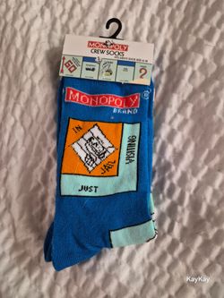 Hasbro Men's Monopoly Blue Crew Socks Size 6-12 BRAND NEW NWT