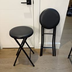 Folding Black Stools (2 Available)