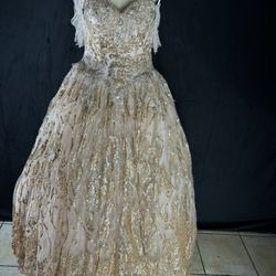 Rose Gold Sequin Dress Xs