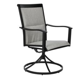 STYLE SELECTIONS Merose Set of 2 Black Steel Frame Swivel Dining Chairs) with Gray Sling Seat