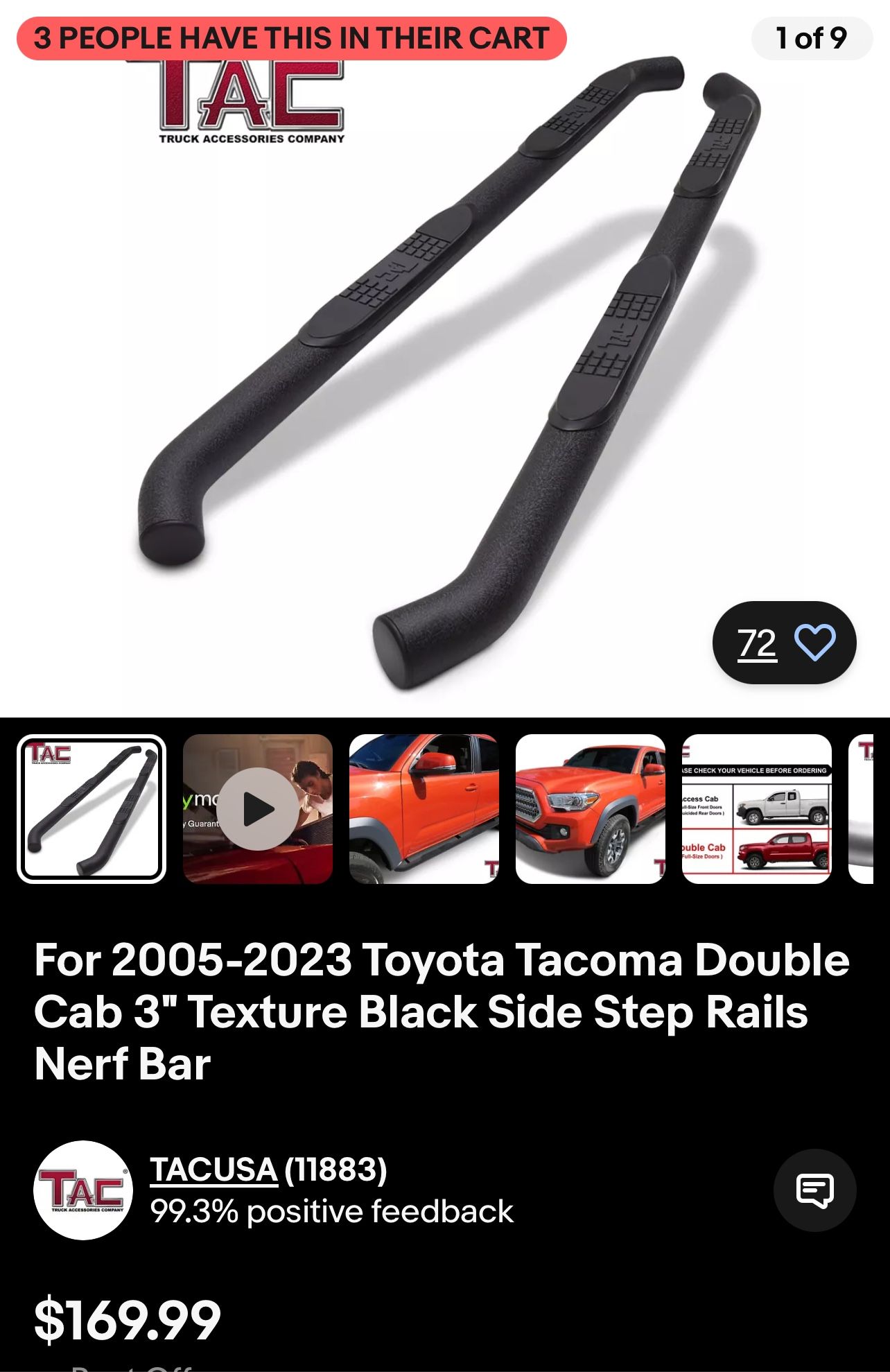 2012 Toyota Tacoma Side Steps Rail