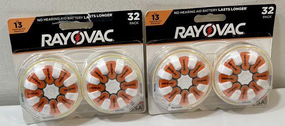 Rayovac Size 13 Hearing Aid Batteries 2-Pack 64 Batteries Total NIB