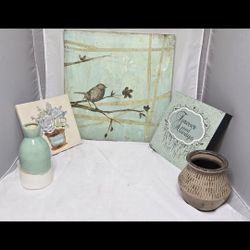 House Decor Bundle. 3 Paintings And 2 Vases
