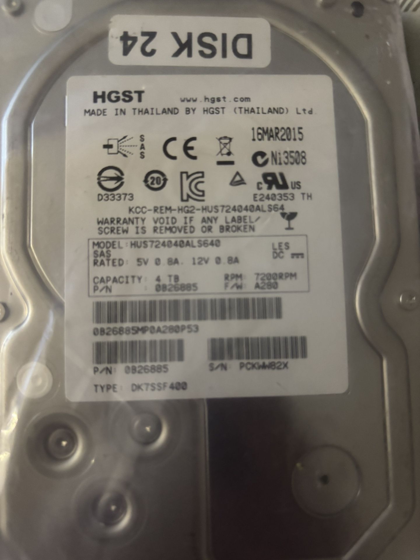 SAS Hard drive 4tb HGST Hitachi