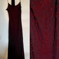 Burgundy beaded formal dress – Size M (runs small)