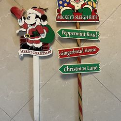 Vintage Disney Mickey Christmas Yard Signs