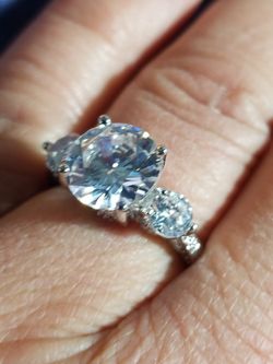 4.68CTTW Diamonds simulated Women's wedding engagement promises ring size 9.0