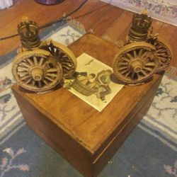 Pair Of 1963 Wagon Wheel Oil lamps