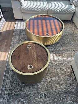 West Elm Drum Storage Coffee Table and Side Table