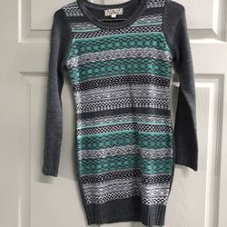 Pink Republic Girls Medium Grey Striped Sweater Dress - EUC