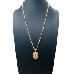 22” 14K Yellow Gold Diamond Cut Rope Chain Set