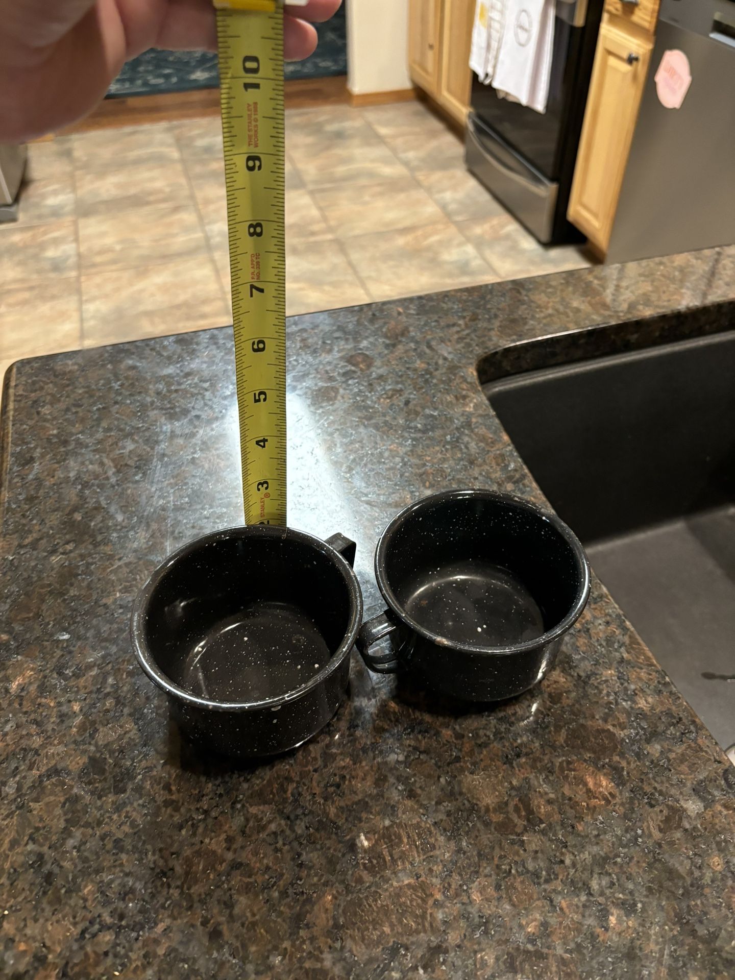 Vintage Enamelware camping Coffee Cups Set Of 2