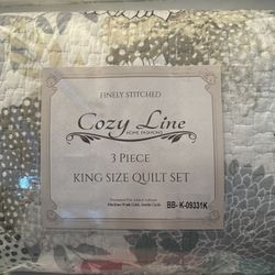 King Set Cotton Reversible Quilt 