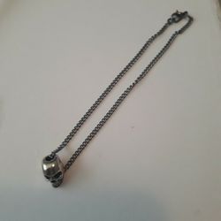Handmade Lobster Clasp Anklet With Silver Skull