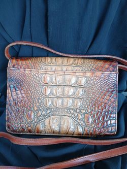 Brahmin  toasted almond / crocodile leather crossbody handbag