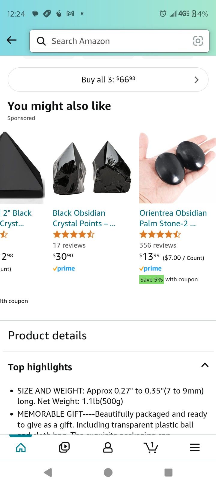 2 Black Obsidian Points Boulders Spikes Crystal Collectable