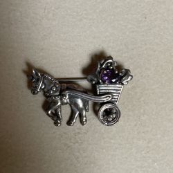 Western Wagon Horse Brooch Pin Aged Cowboy Carriage Horse Retro Chic