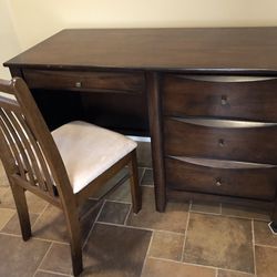 Desk with 3 Drawers, Keyboard Pullout, & Chair