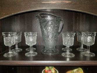 Crystal Water Pitcher and Goblet set