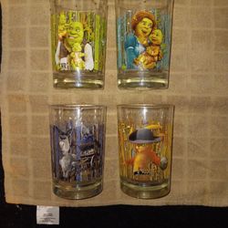Shrek & Friends McDonald's Limited Edition Glass Cups 