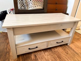 Coffee table with two drawers and expandable top