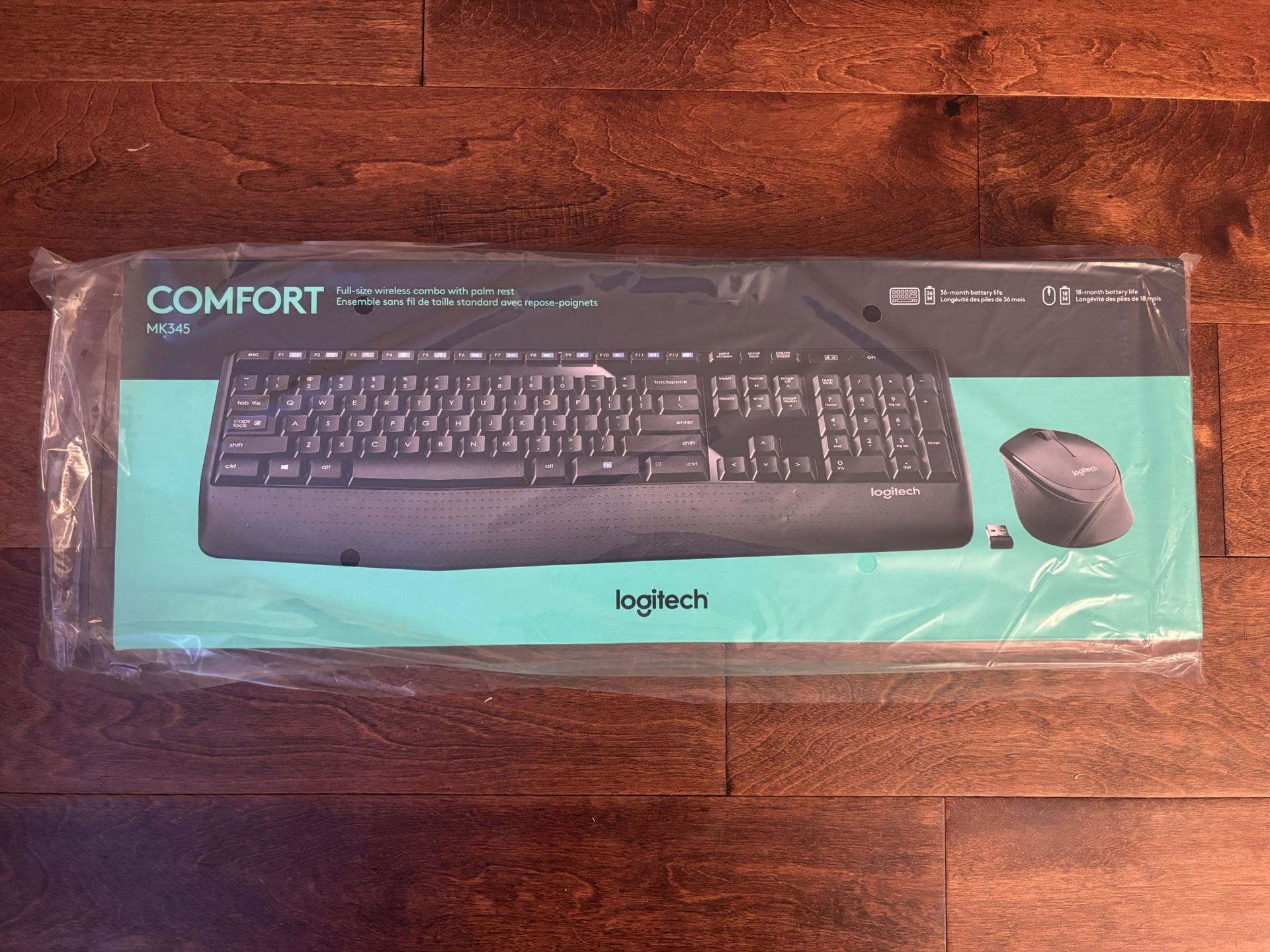 Logitech MK345 Wireless Keyboard - Black: Full Size with 10-Key Pad & Wrist Rest